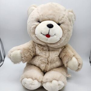Vtg Chosun Teddy Bear Plush 22" Cream Fur Red Tongue Sticking Out Hard Nose